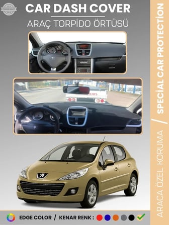 PEUGEOT 207 (2007-2012) Torpido Örtüsü Ön Göğüs Koruma Torpido Koruma Birebir Uyum Kaymaz Özel Kesim 6111