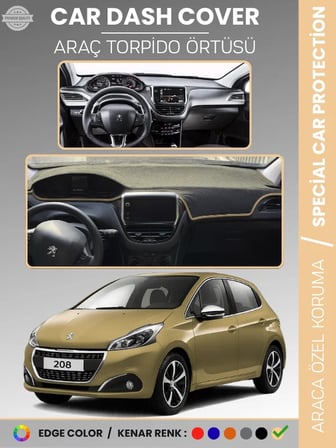 PEUGEOT 208 (2012-2019) Torpido Örtüsü Ön Göğüs Koruma Torpido Koruma Birebir Uyum Kaymaz Özel Kesim 2795