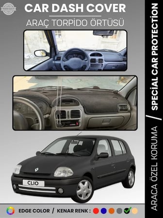 RENAULT CLIO 2 EKRANLI (2001-2012) Torpido Örtüsü Ön Göğüs Koruma Torpido Koruma Araca Özel