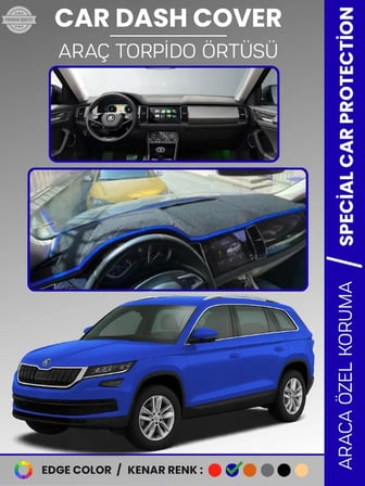 SKODA KODIAQ (2017-2022) Torpido Örtüsü Ön Göğüs Halı Torpido Koruma Birebir Uyum Kaymaz UV Koruma
