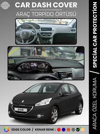PEUGEOT 208 A9 (2012-2019) Torpido Örtüsü Ön Panel Koruma Tam Uyum UV Koruma Kaymaz Kolay Montaj 7781