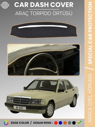 MERCEDES 190E W201 (1982-1993) Torpido Örtüsü Premium Kalite Torpido Koruma Özel Kesim UV Koruma 4650