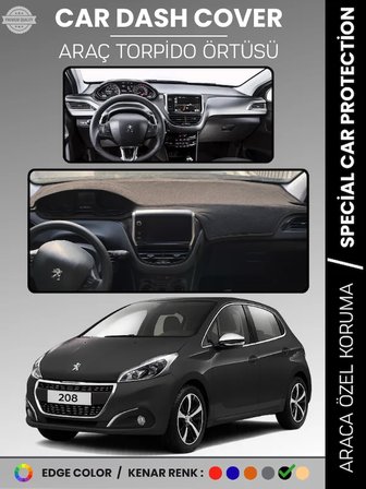 PEUGEOT 208 (2012-2019) Torpido Örtüsü Ön Göğüs Koruma Torpido Koruma Birebir Uyum Kaymaz Özel Kesim 4318
