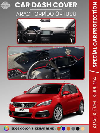 PEUGEOT 308 (2020+) Torpido Örtüsü Ön Göğüs Koruma Torpido Koruma Birebir Uyum Kaymaz Özel Kesim 5035