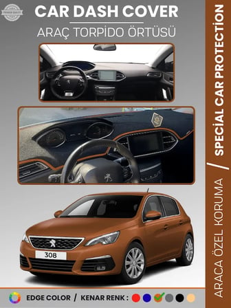 PEUGEOT 308 (2020+) Torpido Örtüsü Ön Göğüs Koruma Torpido Koruma Birebir Uyum Kaymaz Özel Kesim 2267