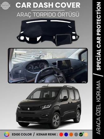 PEUGEOT RİFTER (2018-2025) Torpido Örtüsü Ön Göğüs Koruma Torpido Koruma Tam Uyum Kaymaz Özel Kesim  8633