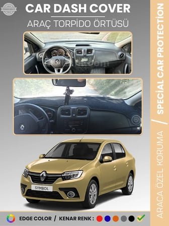 RENAULT SYMBOL 3 SAKLAMA GÖZSÜZ (2013-2021) Torpido Örtüsü Ön Göğüs Halı Torpido Koruma Tam Uyum  6644