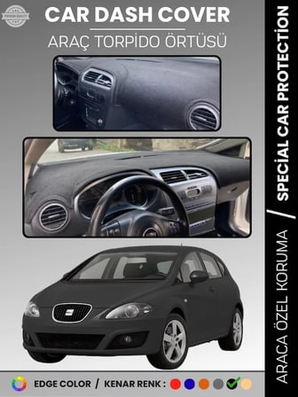 SEAT LEON (2005-2012) Torpido Örtüsü Ön Göğüs Halı Torpido Koruma Birebir Uyum Kaymaz UV Koruma 4569