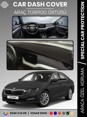 SKODA OCTAVIA A8 (2020-2024) Torpido Örtüsü Ön Göğüs Halı Torpido Koruma Tam Uyum Kaymaz UV Koruma 6245