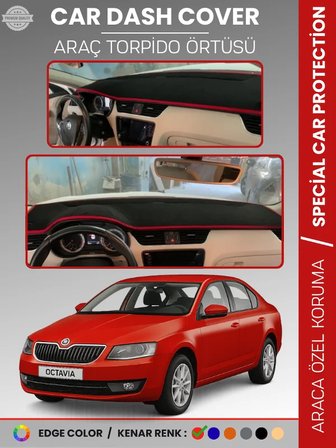 SKODA OCTAVIA A7 (2013-2019) Torpido Örtüsü Ön Göğüs Halı Torpido Koruma Tam Uyum Kaymaz UV Koruma 7767