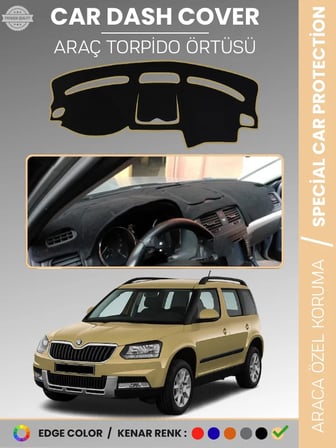 SKODA YETI (2009-2017) Torpido Örtüsü Ön Göğüs Halı Torpido Koruma Tam Uyum Kaymaz UV Koruma 1388