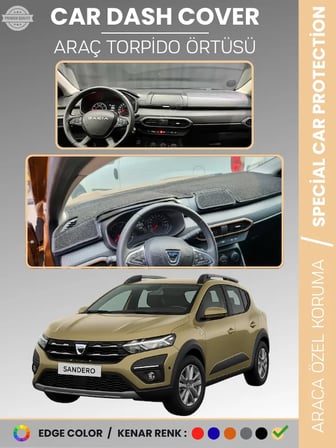 DACIA SANDERO EKRANSIZ BJI KASA (2021-2024) Torpido Örtüsü Ön Göğüs Koruma Araca Özel Tam Uyum 3848