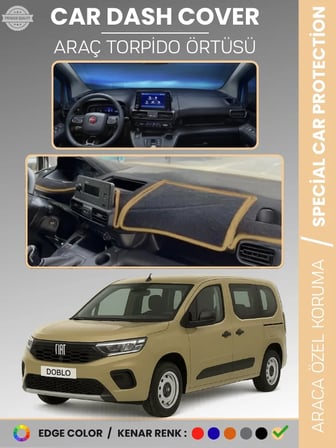 Fiat DOBLO (2023+) Torpido Örtüsü Ön Göğüs Torpido Koruma Çatlamayı Engeller Tam Uyum Hızlı Montaj 2433