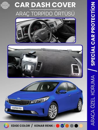 KİA CERATO (2012-2019) Torpido Örtüsü Ön Panel Torpido Koruma Tam Uyum Tam Uyum Kaymaz Kolay Montaj 8433