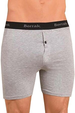 Berrak 3 Adet Gri Renk Düğmeli Likralı Boxer