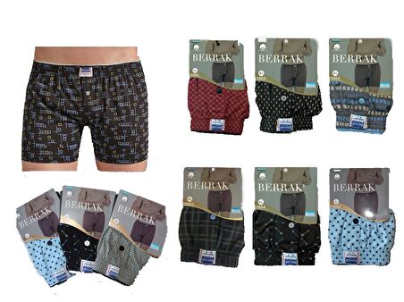 Berrak 12 Adet Karışık Renk Havlu Bel Boxer