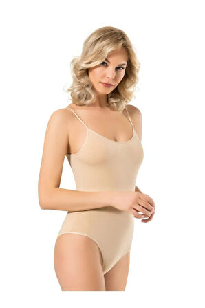 Kadın Ten Rengi Ip Askılı Çıtçıtlı Badi