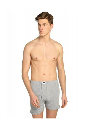 Tutku 12 Adet Ribana Gri Renk Paçalı Boxer