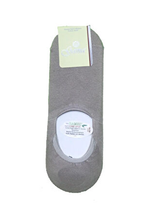 3 Çift Gri Renk Slikonlu Dikişsiz Bambu Babet Çorap