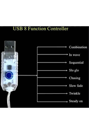 10 Metre Beyaz Usb Kumandalı Animasyonlu Peri Led Dekor Işık,Dekoratif ,Ev Süsleme