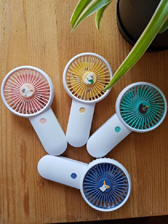 Şarjli Mini El Fanı Masa Fanı Soğutucu Masa Üstü Vantilatör Usb Stantlı Cep Telefonu Tutucu Turuncu