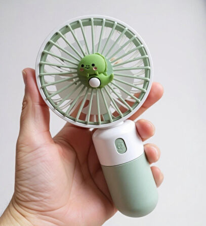 Handheld USB Şarjlı El Fanı I Mini Masa Fanı I Telefon Standlı I Vantilatör I Taşınabilir Fan Yeşil