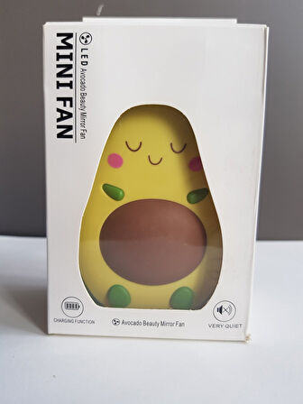 Sevimli Avokado Tasarımlı Led Işıklı USB Kablolu Mini Fan I Masa Üstü Ve Boyun Kullanımı Vantilatör.