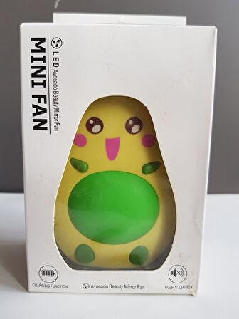 Sevimli Avokado Tasarımlı Led Işıklı USB Kablolu Mini Fan I Masa Üstü Ve Boyun İpli Vantilatör