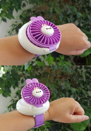 Avec Şarjli Bilek Fanı Soğutucu Vantilatör Usb 3 Kademeli Taşınabilir Vantilatör Fan Mor Renk