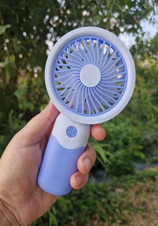 Mini Fan USB Şarjlı Mini El Fanı Taşınabilir Vantilatör 3 Kademeli Sessiz Fan Telefon Tutucu Mavi Re