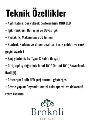 Panther PT-380 USB Şarjlı Retro Tasarım LED Kamp Lambası Günışığı/Beyaz Işık