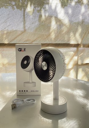 GLR Taşınabilir Mini USB Fan, Masa Üstü Ve Taşınabilir Mini Fan 90 Derece Hareketli Başlık Beyaz
