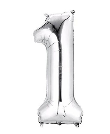 Brokoli Home 1 Numara Folyo Gümüş Folyo Balon 100cm 40inç Helyuma Uygun Parti Balonu Numaralar