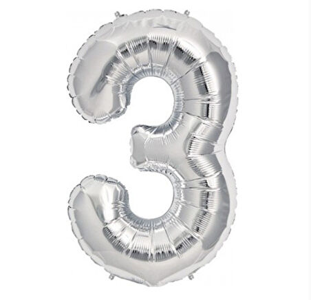 Brokoli Home 3 Numara Folyo Gümüş  Balon 100cm 40inç Helyuma Uygun Parti Balonu Numaralar