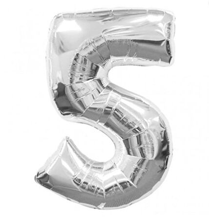 Brokoli Home 5 Numara Folyo Gümüş  Balon 100cm 40inç Helyuma Uygun Parti Balonu Numaralar
