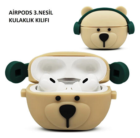 Brokoli Home Airpods 3.nesil uyumlu 3d Kopçalı Kulaklık Kılıfı,Kulaklık Koruyucu