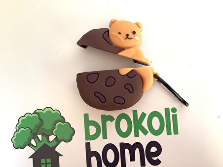 Brokoli Home Airpods Pro-Pro 2.nesil uyumlu 3d Kopçalı Kulaklık Kılıfı Cookie