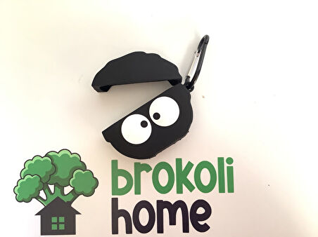 Brokoli Home Airpods Pro-Pro 2.nesil uyumlu 3d Kopçalı Kulaklık Kılıfı Siyah Kafalı Emoji