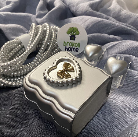 Brokoli Home iPhone 18W/20W Uyumlu Şarj Kılıfı, Şarj Kablosu Örme Aparatı, Kablo Koruyucu Aparatı,Gümüş