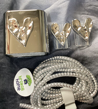 Brokoli Home iPhone 18W/20W Uyumlu Şarj Kılıfı, Şarj Kablosu Örme Aparatı, Kablo Koruyucu Aparatı,G.Kalp