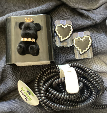 Brokoli Home iPhone 18W/20W Uyumlu Şarj Kılıfı, Şarj Kablosu Örme Aparatı, Kablo Koruyucu Aparatı,S.Ayıcık