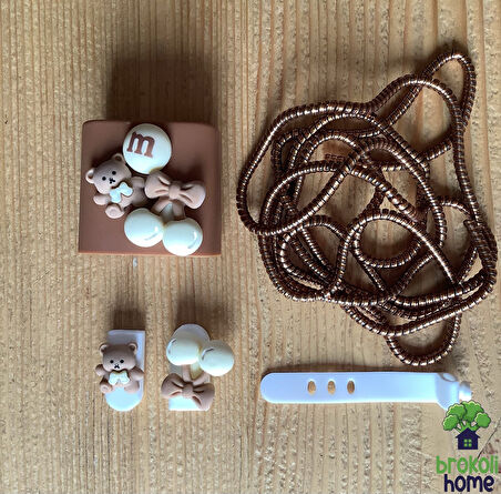 Brokoli Home iPhone 18W/20W Uyumlu Şarj Kılıfı, Şarj Kablosu Örme Aparatı Toparlayıcı M Ayıcık, Kablo Koruyucu Aparatı