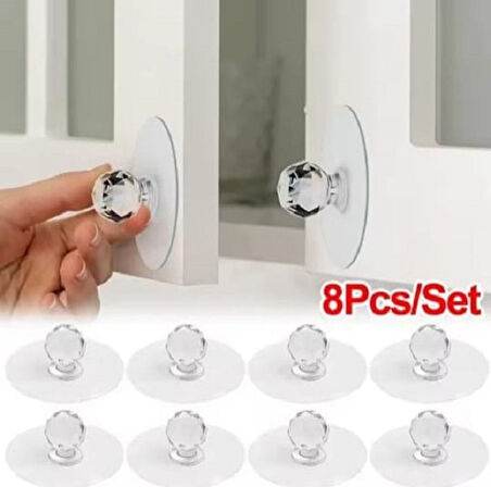 Brokoli Home 8 Ad  Dolap Çekmece Tutacağı Pratik Yapışkanlı Komidin Çekmece Kulpu Askı Askılık 