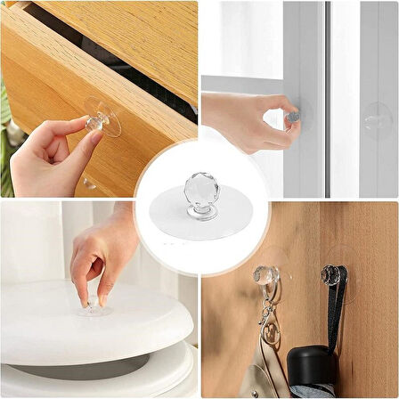 Brokoli Home 8 Ad  Dolap Çekmece Tutacağı Pratik Yapışkanlı Komidin Çekmece Kulpu Askı Askılık 