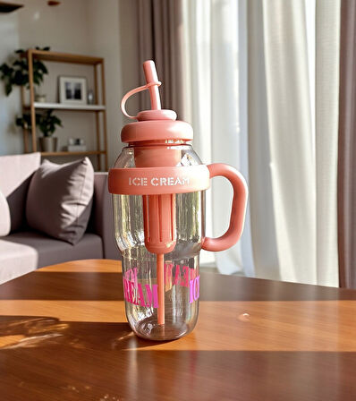 1300 ml Kulplu Suluk Matara Detox ve Soğuk İçecek Şişesi Pipetli Suluk Taşınabilir BPA içermez 