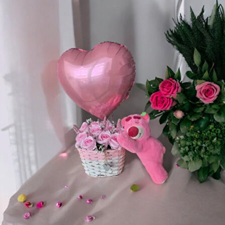 Brokoli Home 5 Adet Kalp Folyo Balon Pembe Uçan Balon 45 Cm 18 İnç Kalp Pembe Balon