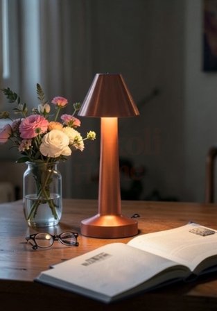 Dokunmatik Masa Ve Gece Lambası Dokunmatik Lamba Abajur Led Şarjlı Masa Lambası Ledli Rose Gold 23cm