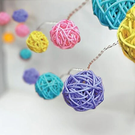 Brokoli Home Renkli Rattan Mini Top String Light [Enerji Sınıfı D] 2 Metre