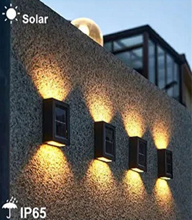 Solar Çift Taraflı Duvar Lambası Güneş Enerjili Aydınlatma Aplik Işık Gün Işığı 2 Adet Bahçe Lambası
