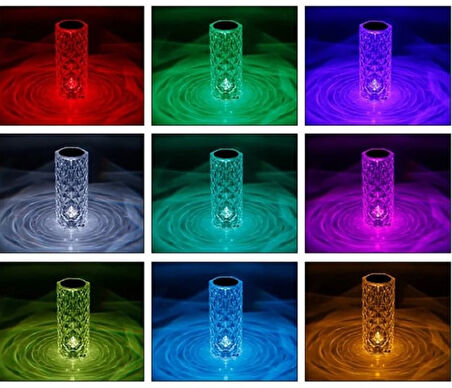 Dokunmatik Kristal Lamba 16 Renk RGB Uzaktan Kumandalı USB Şarjlı Led Masa Lambası Gece Lambası